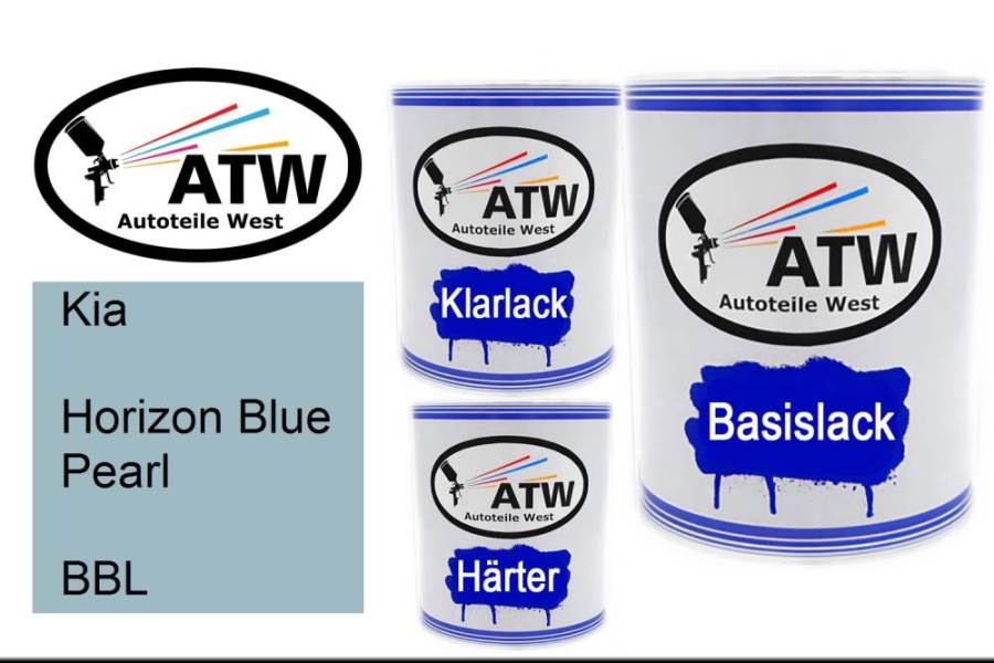 Kia, Horizon Blue Pearl, BBL: 1L Lackdose + 1L Klarlack + 500ml Härter - Set, von ATW Autoteile West.